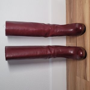 Michael Kors Elegant Burgundy Knee-High Leather Boots